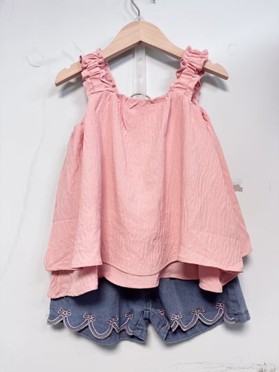 【Bow-knot褲擺刺繡蝴蝶結牛仔｜短褲】4