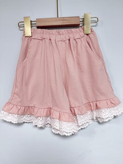 【Love Yourself 蝴蝶結蕾絲燒花邊｜短袖套裝】4