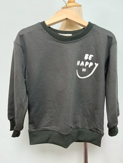 【Be Happy Smile 薄◆毛圈◆深灰色.後背彩色微笑圈｜薄衛衣】1