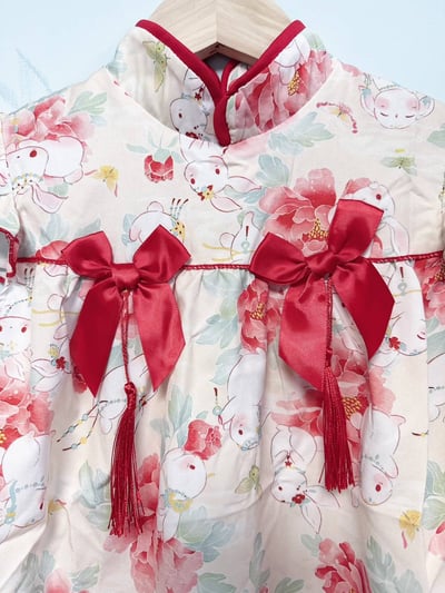 【Chinese rabbit花舞迎春中式兔兔｜連身裙】2