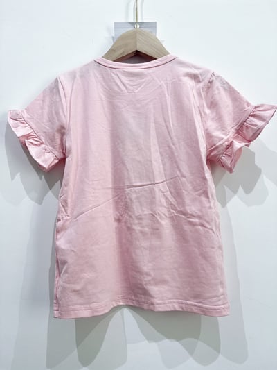 【Heart Pearl Bow愛心珍珠荷葉袖｜短T】2