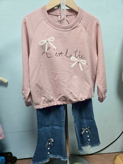 【C’est la Vie 韓系◆毛圈◆櫻花粉.法式立體蝴蝶結｜薄衛衣】2