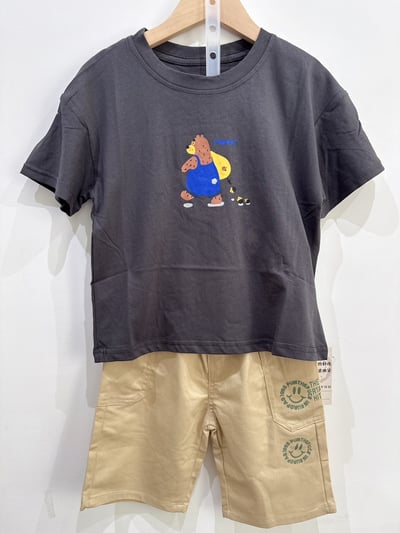 【HAPPY SMILE｜笑臉卡其色工裝｜短褲】6