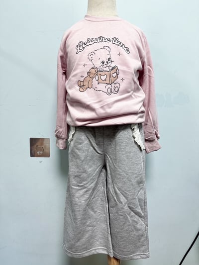 【Bebe Lace Pocket Pants ◆韓系◆蕾絲口袋◆灰寬褲】3