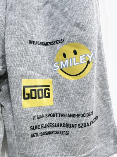 【GOOG Smile 灰色笑臉棉質休閒｜短褲】3