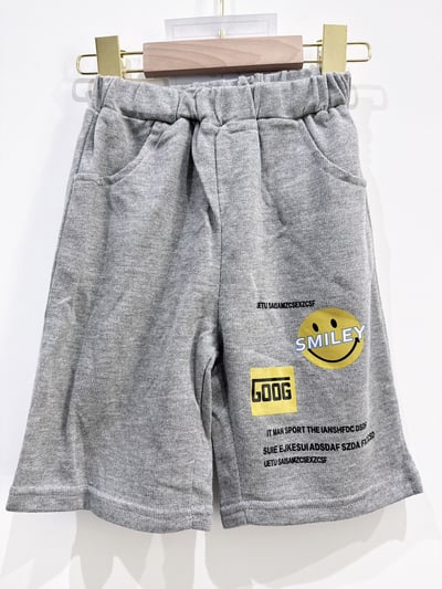 【GOOG Smile 灰色笑臉棉質休閒｜短褲】6