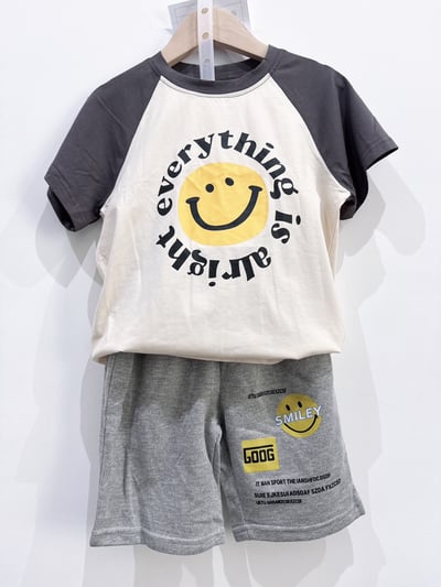 【GOOG Smile 灰色笑臉棉質休閒｜短褲】5