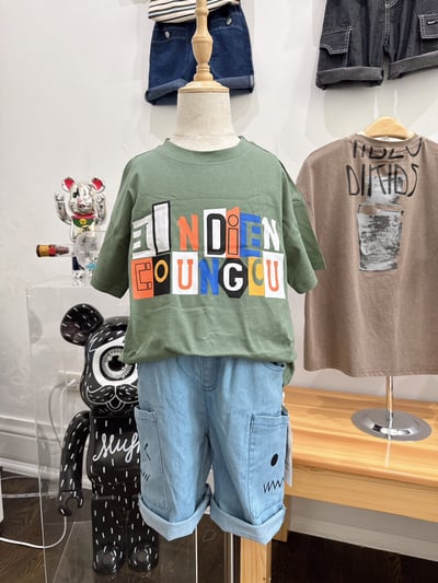 【INDIEN SQUARE撞色方塊字母印花｜短T】5