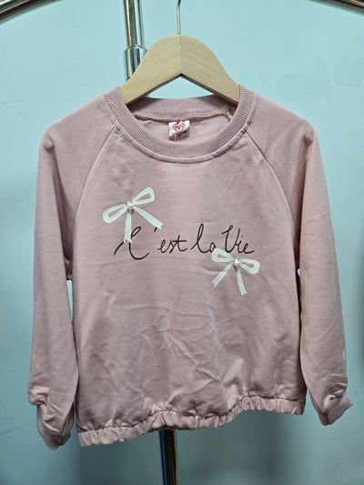 【C’est la Vie 韓系◆毛圈◆櫻花粉.法式立體蝴蝶結｜薄衛衣】4