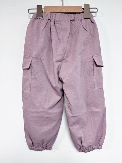 【Pocket overalls 薄◆梭織◆藕紫色.抓褶口袋工裝風.休閒束口｜長褲】2