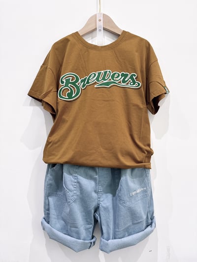 【Denim casual輕薄款丹寧簡單印字｜短褲】6