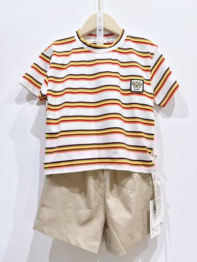 【KIDDIE DOG童趣條紋狗狗刺繡｜短T】3