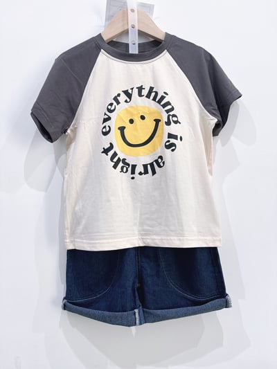 【Smile energy微笑正能量拼接袖｜短T】3