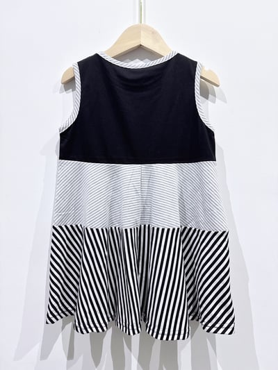 【Stitching stripes棉質拚色條紋無袖｜連身裙】5