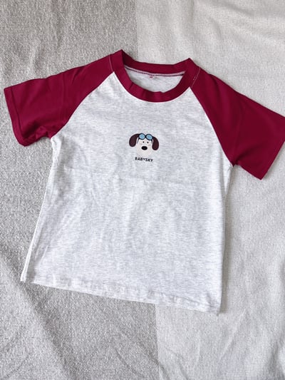 【BABYSKY飛行狗狗撞色拚袖｜短T】4
