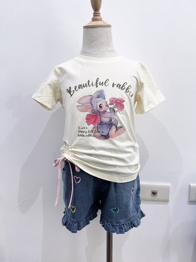 【Beautiful Rabbit 花園兔兔側抽繩｜短T】6