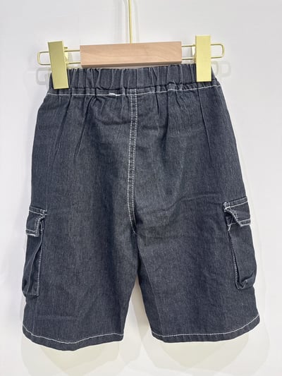 【POCKET DENIM｜雙口袋白車線黑牛仔｜短褲】4