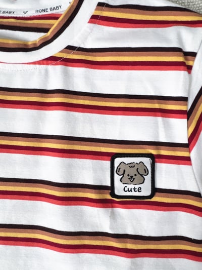 【KIDDIE DOG童趣條紋狗狗刺繡｜短T】7