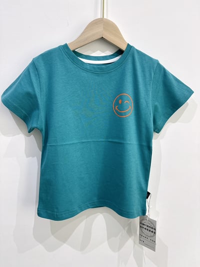 【WINK SMILE｜正反兩面笑臉湖綠色｜短T】2