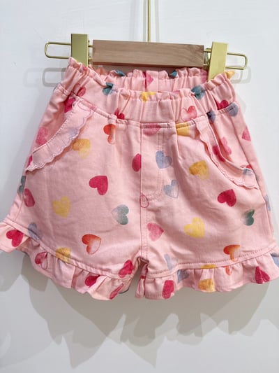 【SWEET HEART彩色愛心荷葉邊｜短褲】1