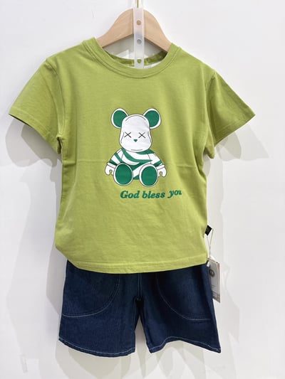 【BLESS BEAR｜潮流熊熊果綠色｜短T】3