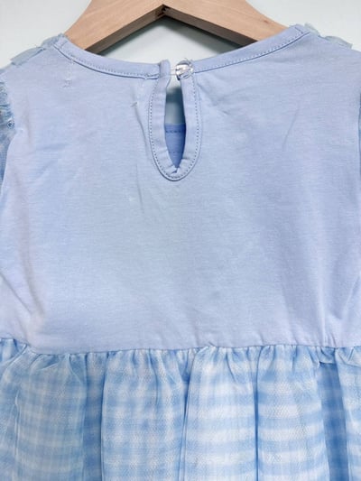 【Dream Blue Grid夢幻藍格柔紗蛋糕層次｜連身裙】5