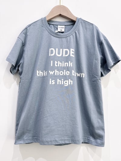 【DUDE Letter排列字母復古石灰藍｜短T】1