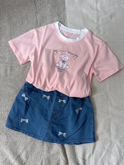 【BOW DENIM SKIRT PANTS｜蝴蝶結刺繡牛仔｜褲裙】5