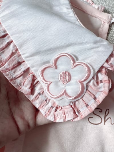 【Flower shape花邊娃娃領泡泡袖｜短T】9