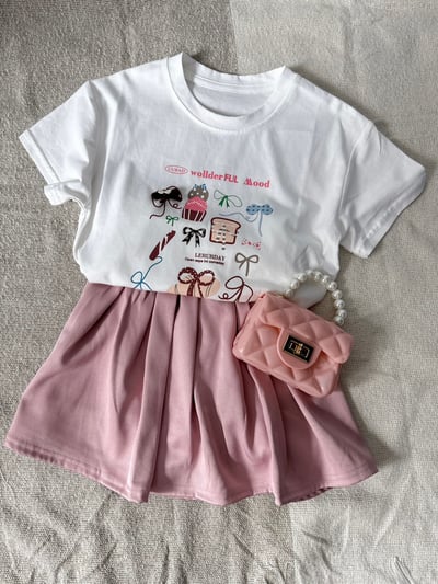 【WONDERFUL MOOD｜手繪蝴蝶結白色｜短T】5