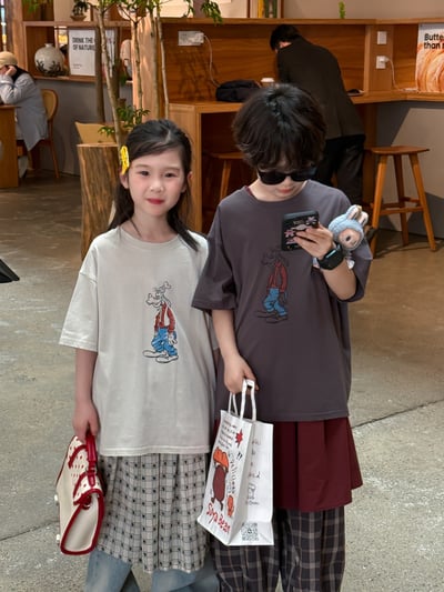 【復古卡通雙面印花Tee】7