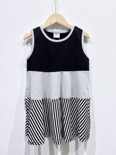 【Stitching stripes棉質拚色條紋無袖｜連身裙】4