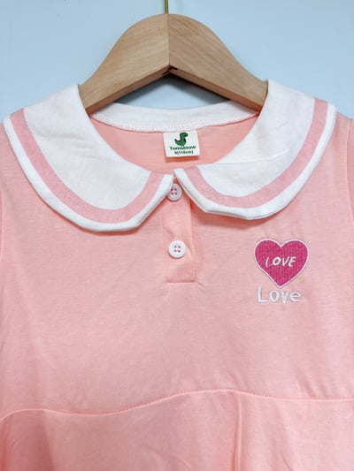 【Mini Heart Collar Dress ◆韓系◆粉色◆愛心領洋裝】3