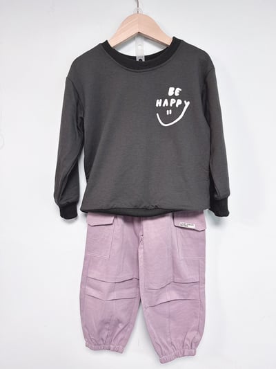 【Pocket overalls 薄◆梭織◆藕紫色.抓褶口袋工裝風.休閒束口｜長褲】3