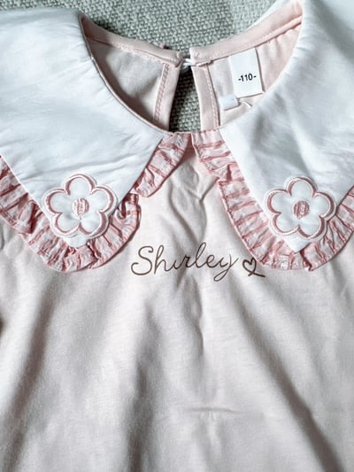 【Flower shape花邊娃娃領泡泡袖｜短T】5