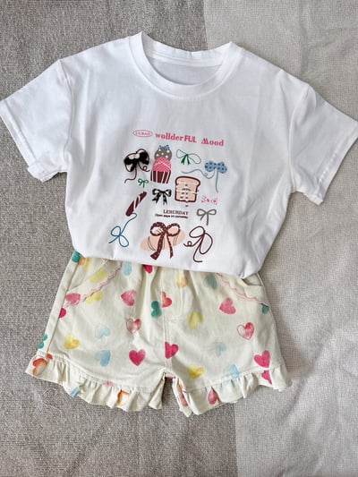 【SWEET HEART彩色愛心荷葉邊｜短褲】3