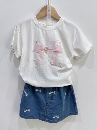 【BOW DENIM SKIRT PANTS｜蝴蝶結刺繡牛仔｜褲裙】6