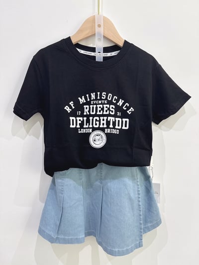 【RUEES BRIDGE｜美式潮流感黑色｜短T】6