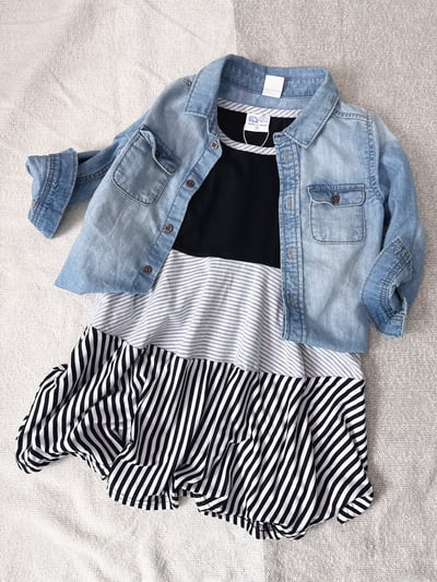 【Stitching stripes棉質拚色條紋無袖｜連身裙】3