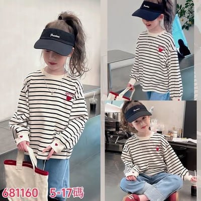 【Redhearts Darling 韓系◆精棉◆黑白條.胸口手袖紅心刺繡｜薄長T】4