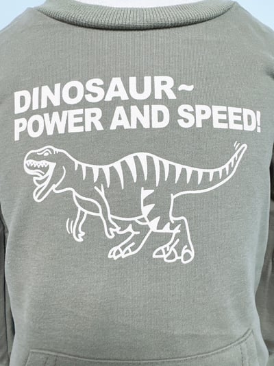 【DINOSAUR 韓系◆流線棉◆咖綠色.恐龍文字袋鼠口袋｜薄衛衣】3