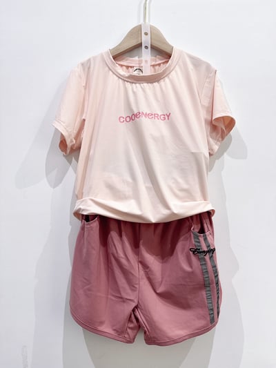 【CooEnergy 粉橘機能速乾彈性｜短T】4