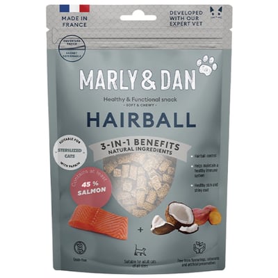 Marly&Dan 瑪麗與丹 貓用幫助化毛&腸胃保健鮭魚柱 40g1