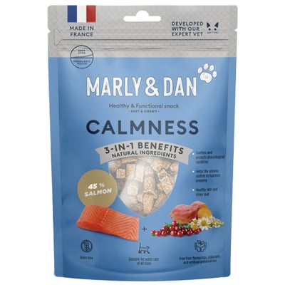 Marly&Dan 瑪麗與丹 貓用紓緩壓力&皮毛保健鮭魚柱 40g1