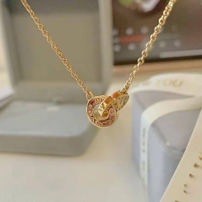 美國代購黑五連線—COACH 經典金色雙環項鍊1