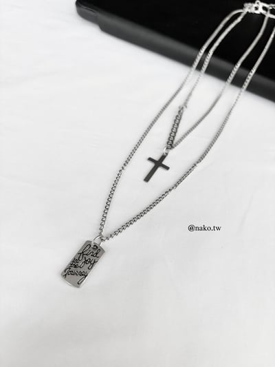 【限量現貨】十字架字母鐵片1+1項鍊3