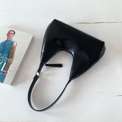 韓國單肩皮革月牙包5