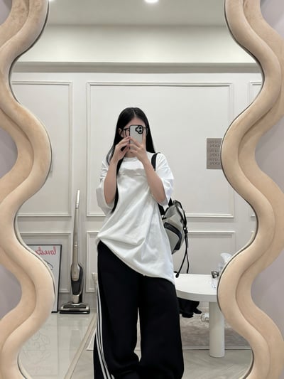 自訂款⊹圓領oversize超寬鬆長版棉質素T8