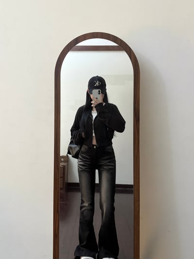 【限量現貨】Y2K刷白假摺感中低腰牛仔喇叭褲4