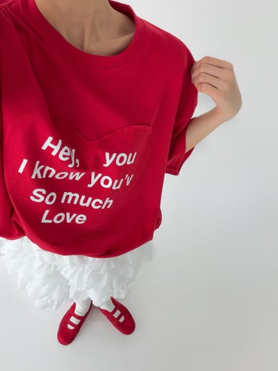 5月連線🇰🇷Love拼接愛心棉質寬鬆T恤3